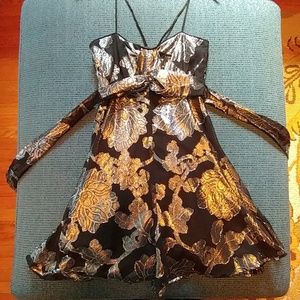 Calvin Klein black and silver floral party dress